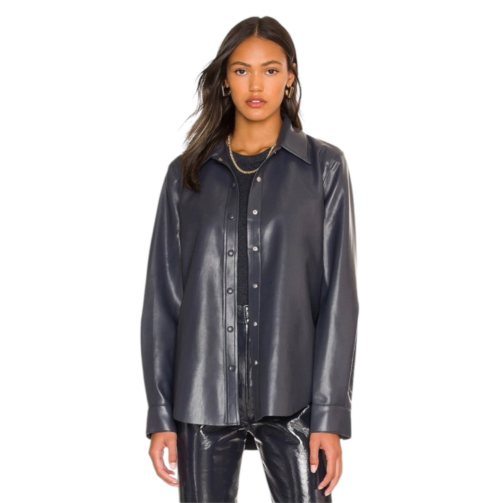 AGOLDE Gray Calla Vegan Leather Shirt/Jacket Size S